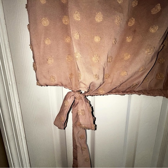 SHEIN Brown/Gold Polka Dot Blouse with Tie Detail - Picture 4 of 4